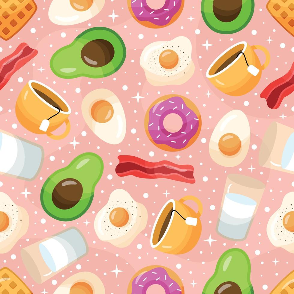 Breakfast Food Element Pattern Background Template vector