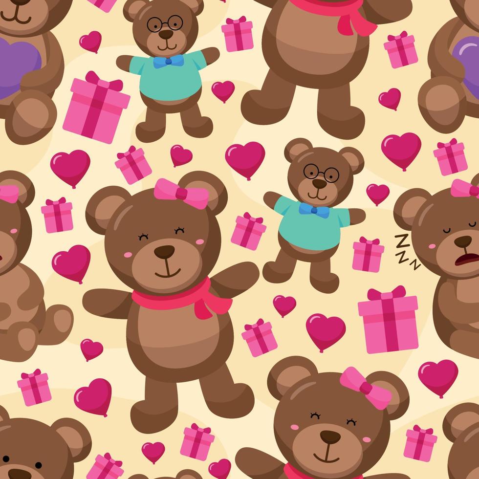 Cute Teddy Bear Seamless Pattern Background vector