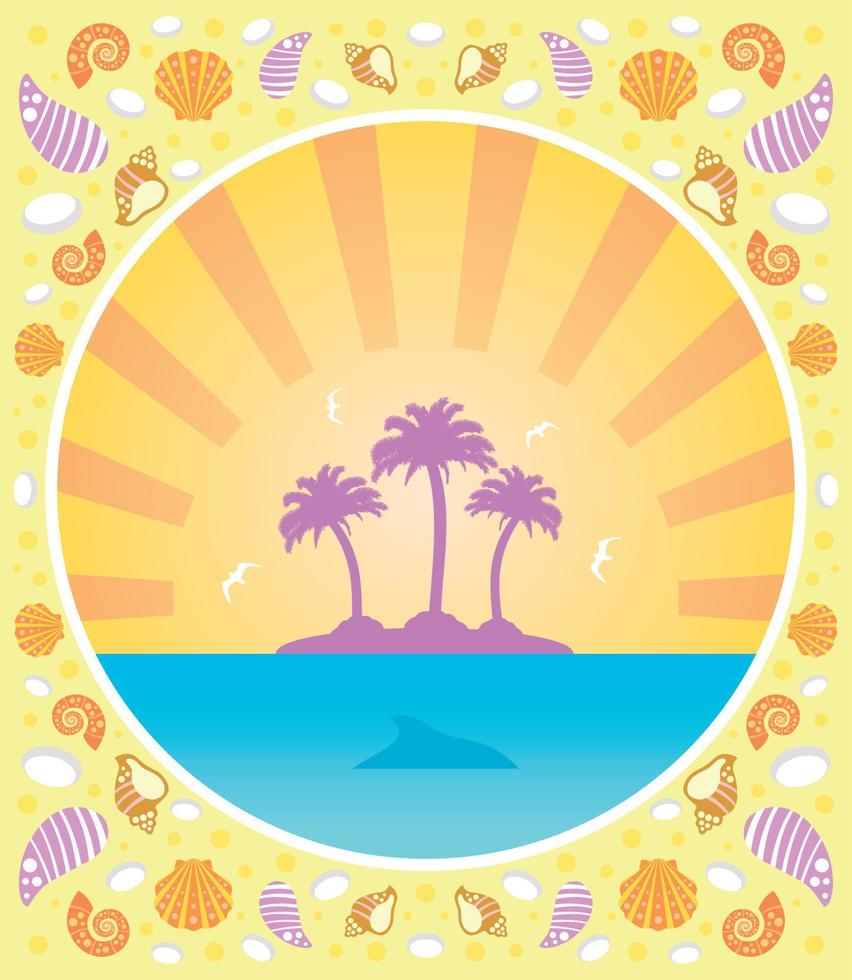 Background summer card with palm vector