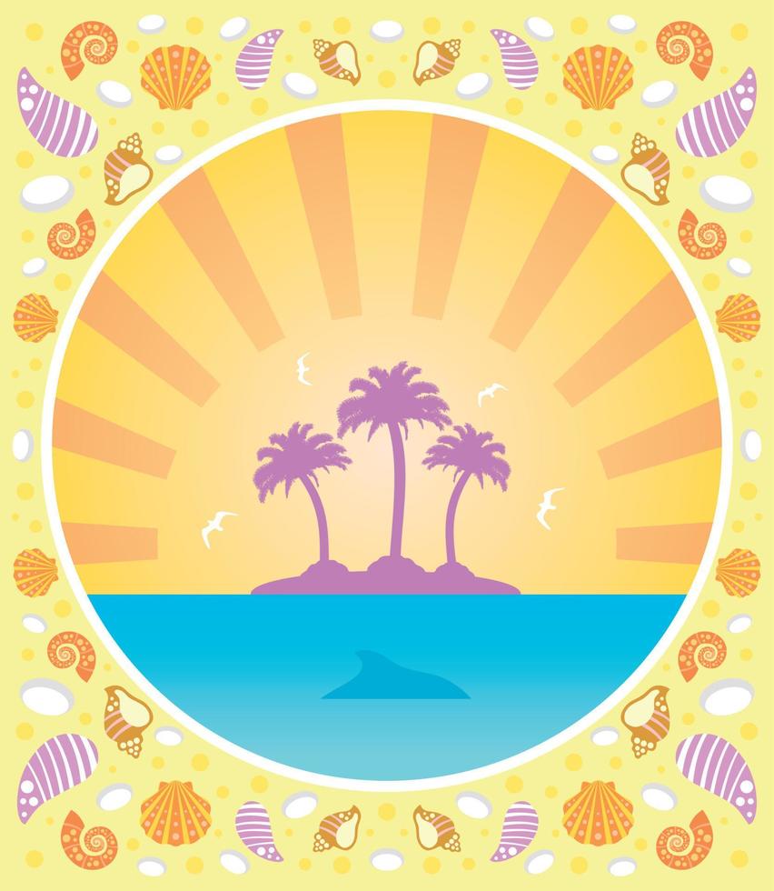 Background summer card with palm vector