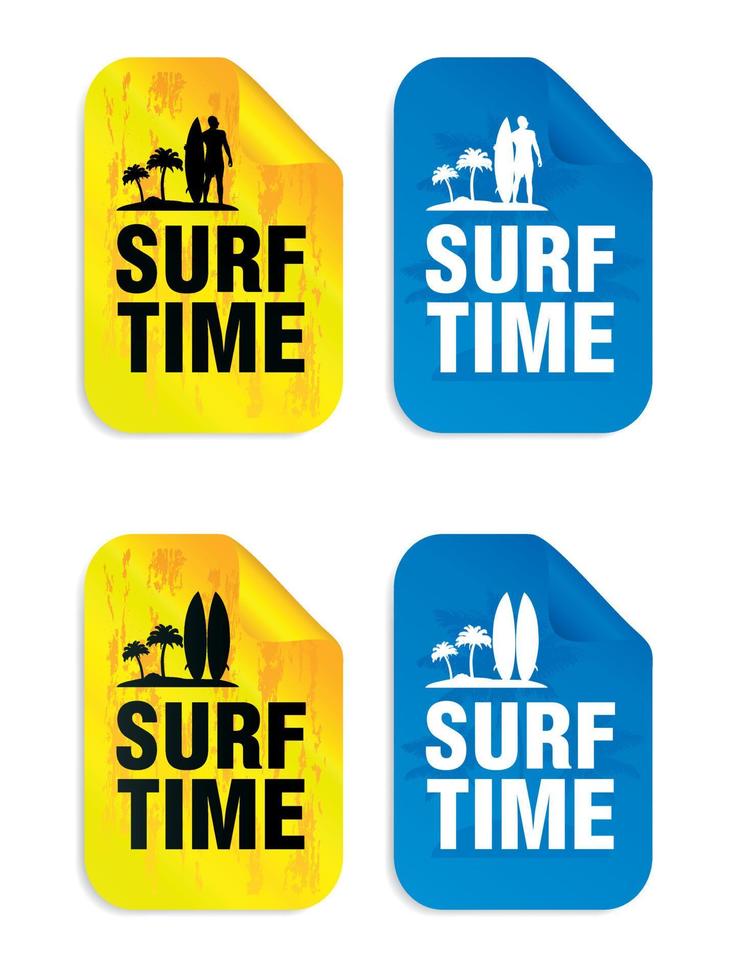 conjunto de pegatinas de tiempo de surf vector