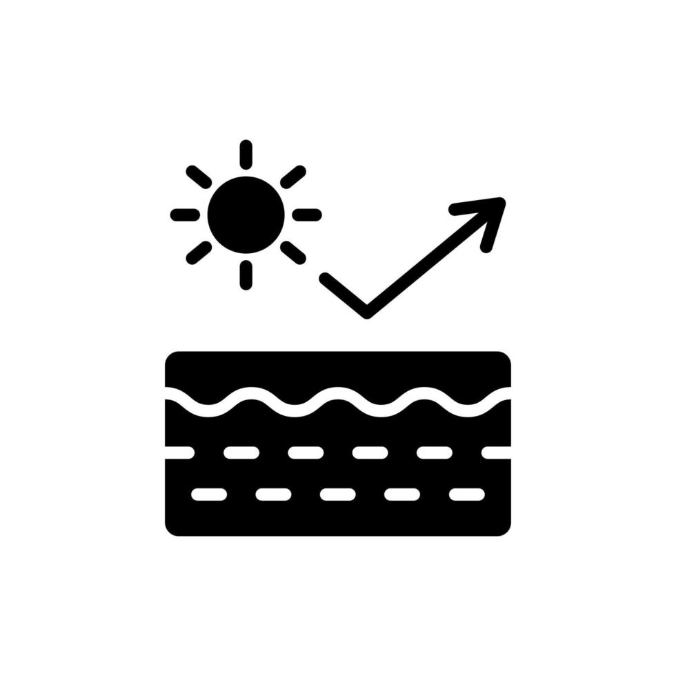 icono de silueta de piel de protección uv. detener el concepto de crema ultravioleta y spf. reflejan la radiación ultravioleta del pictograma negro de la piel. bloque de icono de luz solar. ilustración vectorial vector