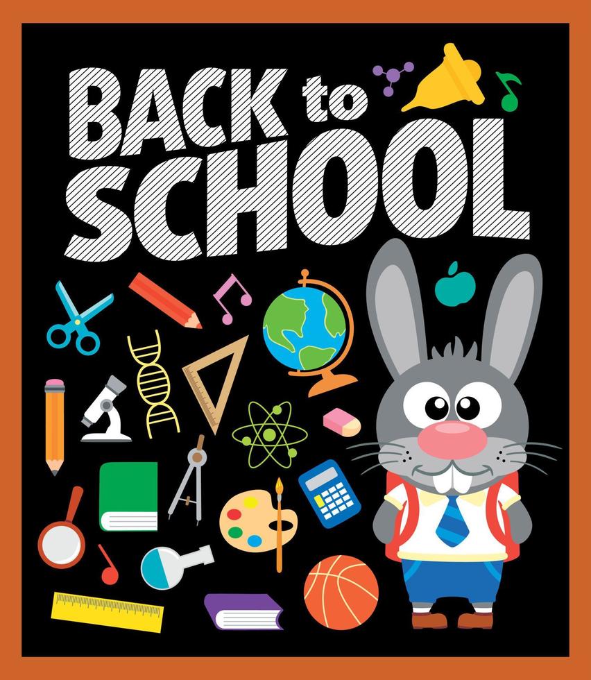 Back to school background with bunny vector