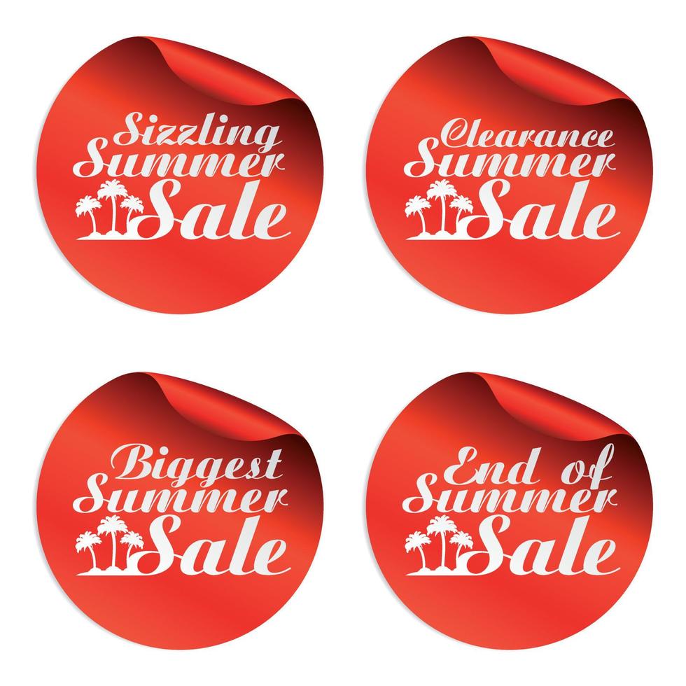 Red summer sale stickers sizzling,clearance,biggest,end of vector