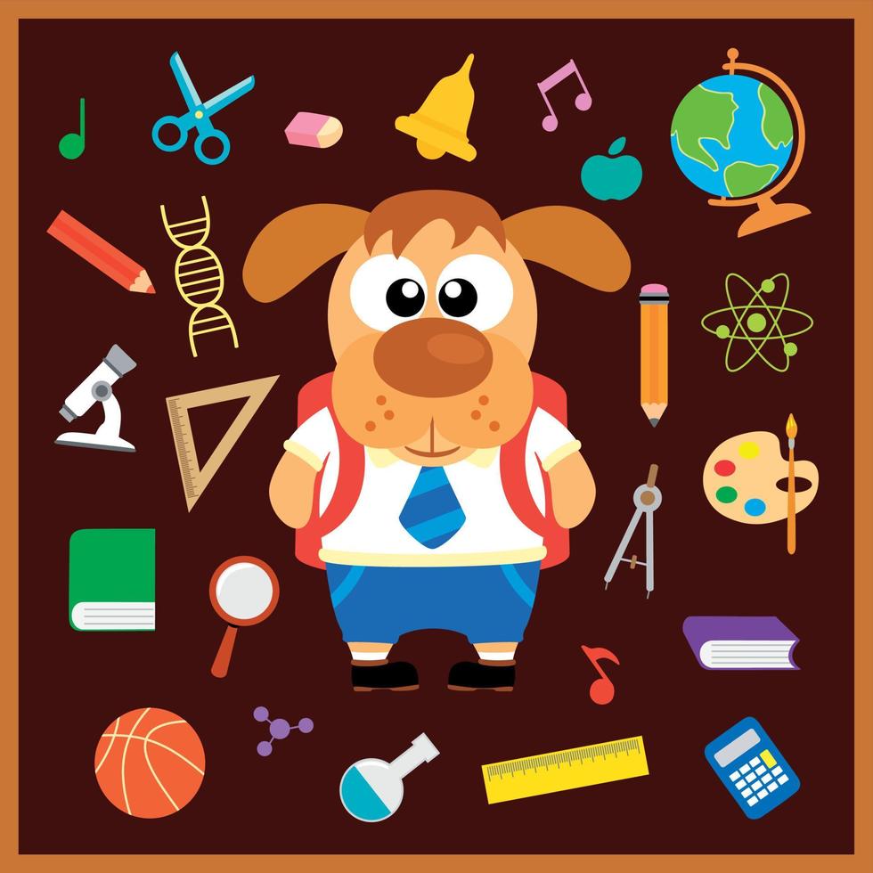 Back to school seamless background with dog vector