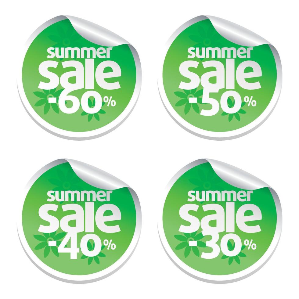 Set of green sale stickers vector