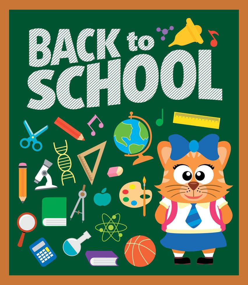 Back to school background with cat vector