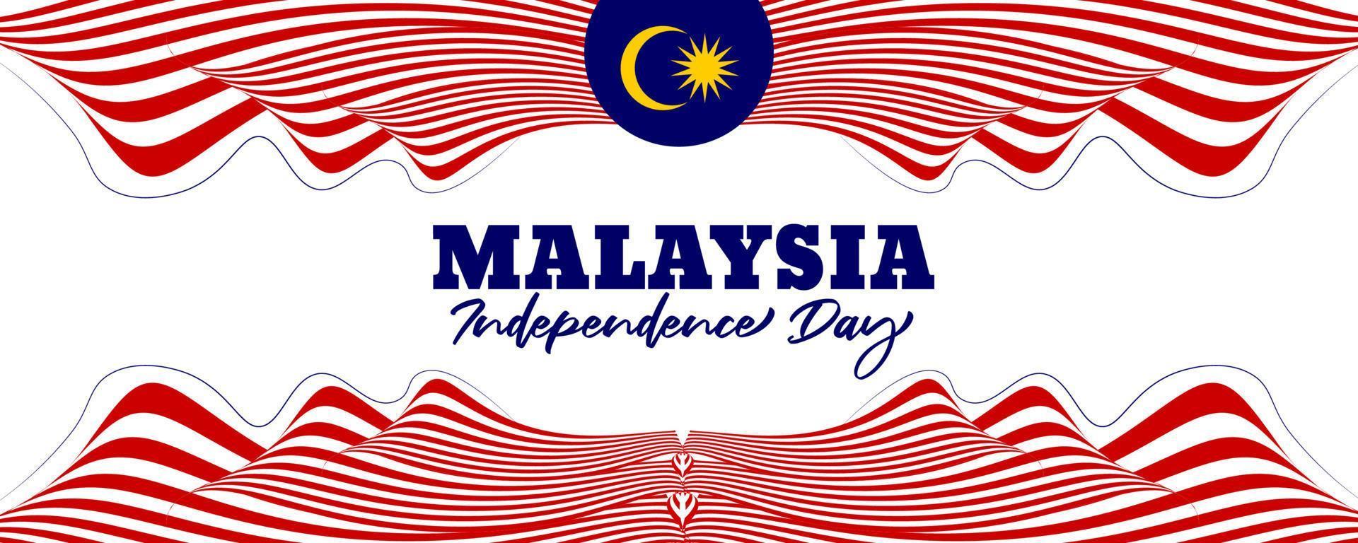 día de la independencia de malasia con diseño de fondo 3d ondeando banderas vector
