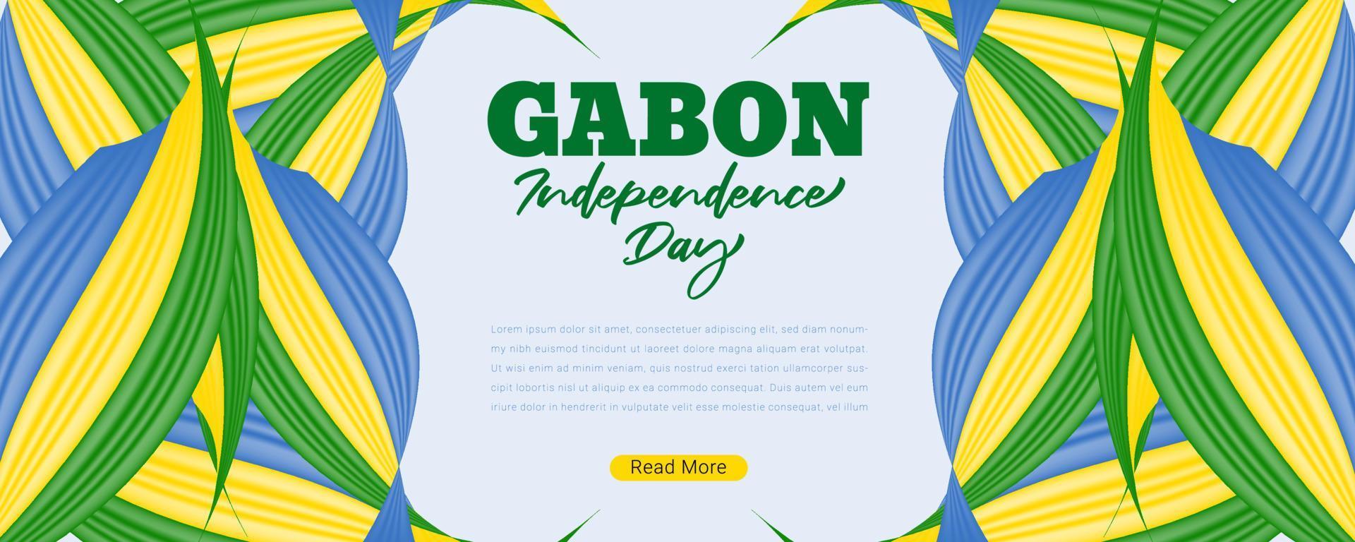 Gabon Independence day with flag-waving 3d background design vector