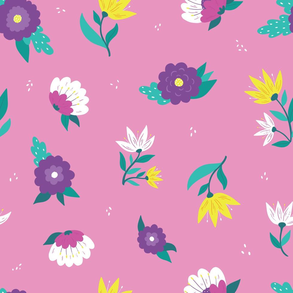 abstract flowers and leaves on pink background. Wrapping paper,  scrapbooking, stationary, wallpaper, textile and fabric print. EPS 10  9519180 Vector Art at Vecteezy