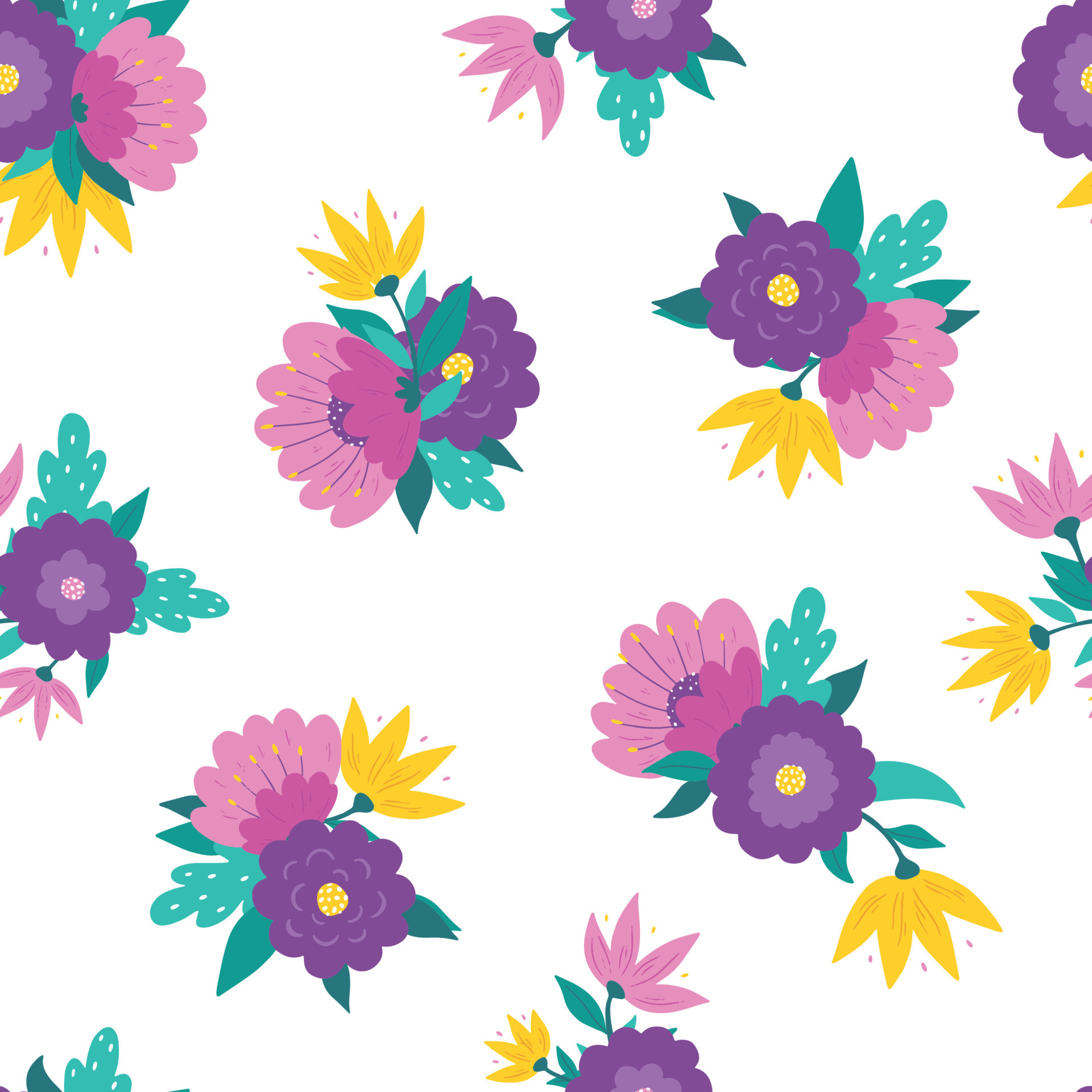 Floral Wrapping Paper With Cute Hand Drawn Flowers. Spring Background  Vector Illustration. Royalty Free SVG, Cliparts, Vectors, and Stock  Illustration. Image 97675175.