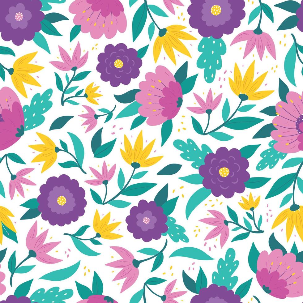 Floral seamless pattern. Surface prints with abstract flowers nad leaves. Wrapping paper, scrapbooking, wallpaper, background, textile print, stationary, etc. Vintage design.  EPS 10 vector
