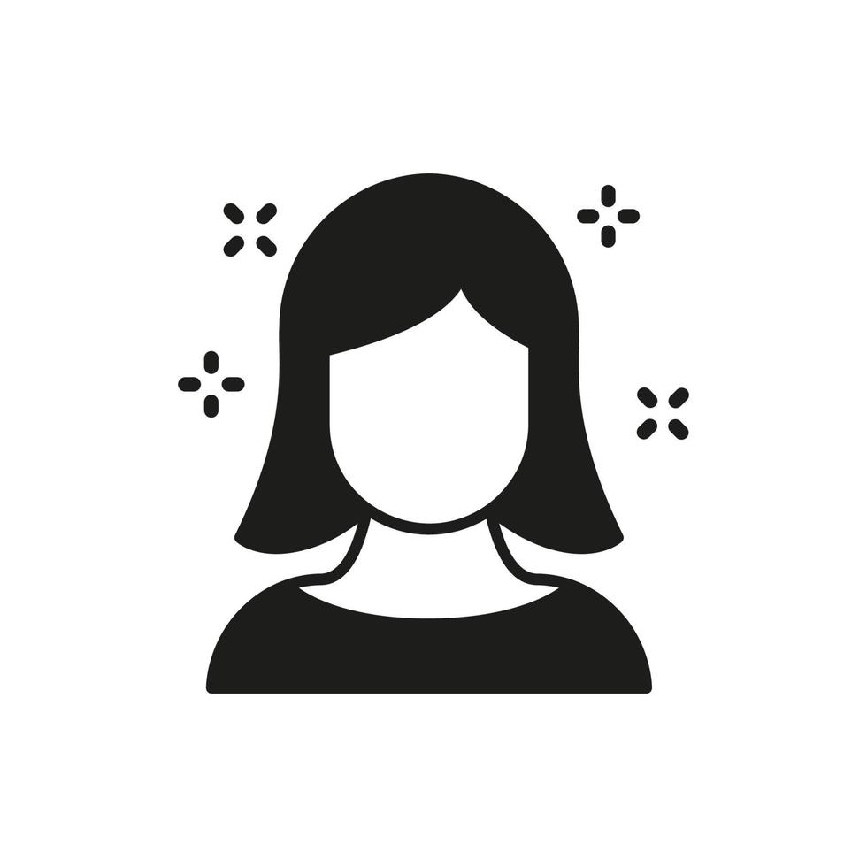 Woman Shine Hairstyle Silhouette Icon. Natural Shiny Female Coiffure