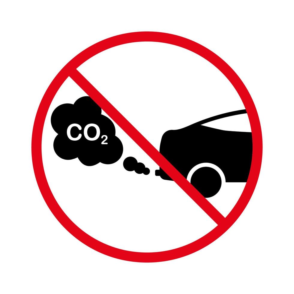 Forbidden Car Engine Gas Pictogram. Prohibited Car Exhaust CO2 Ban