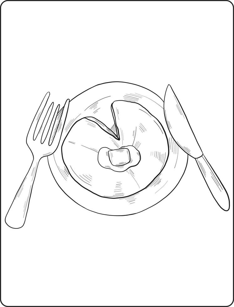 pancake coloring page design. pancake line art design. coloring page design. vector