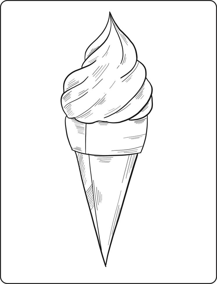 ice-cream coloring page design, ice-cream line art design vector