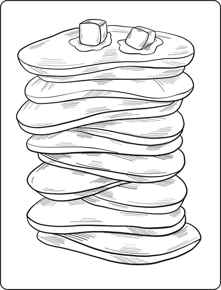 pancake coloring page design. pancake line art design. coloring page design. vector