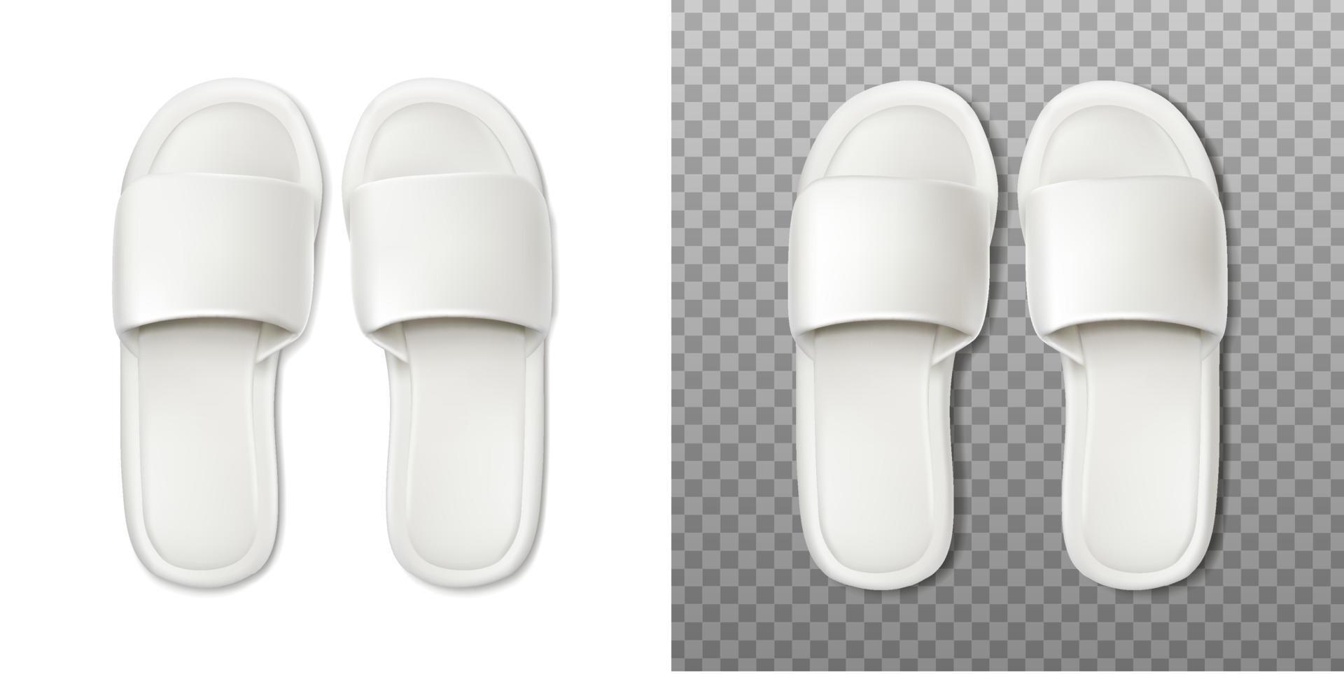 Icono de vector realista 3d. zapatillas de spa de hotel en vista en blanco y negro.