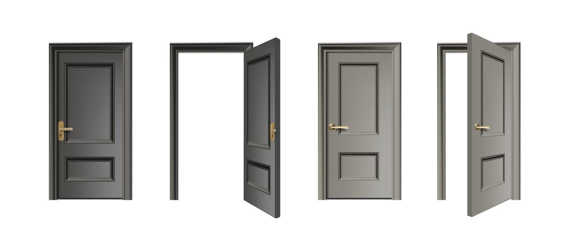 3d realistic vector icon set. Door set entrance collection with closed