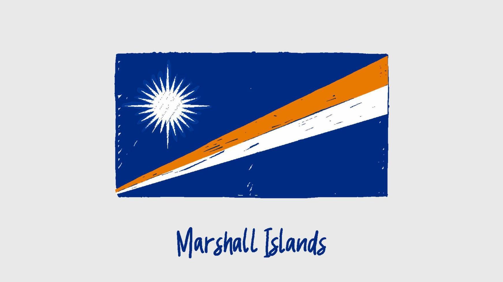 marcador de bandera de las islas marshall o vector de ilustración de dibujo a lápiz