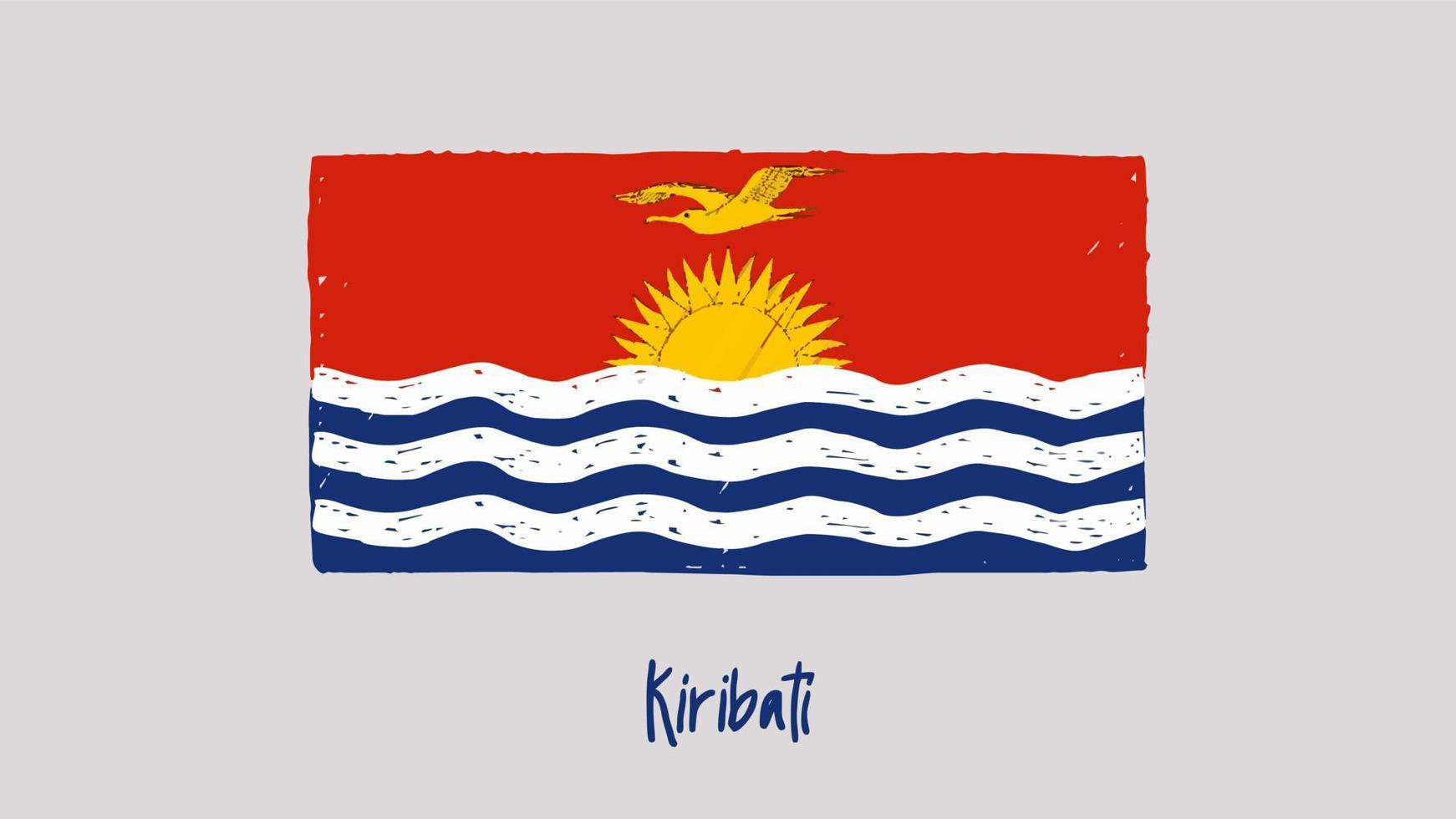 Kiribati Flag Marker or Pencil Sketch Illustration Vector