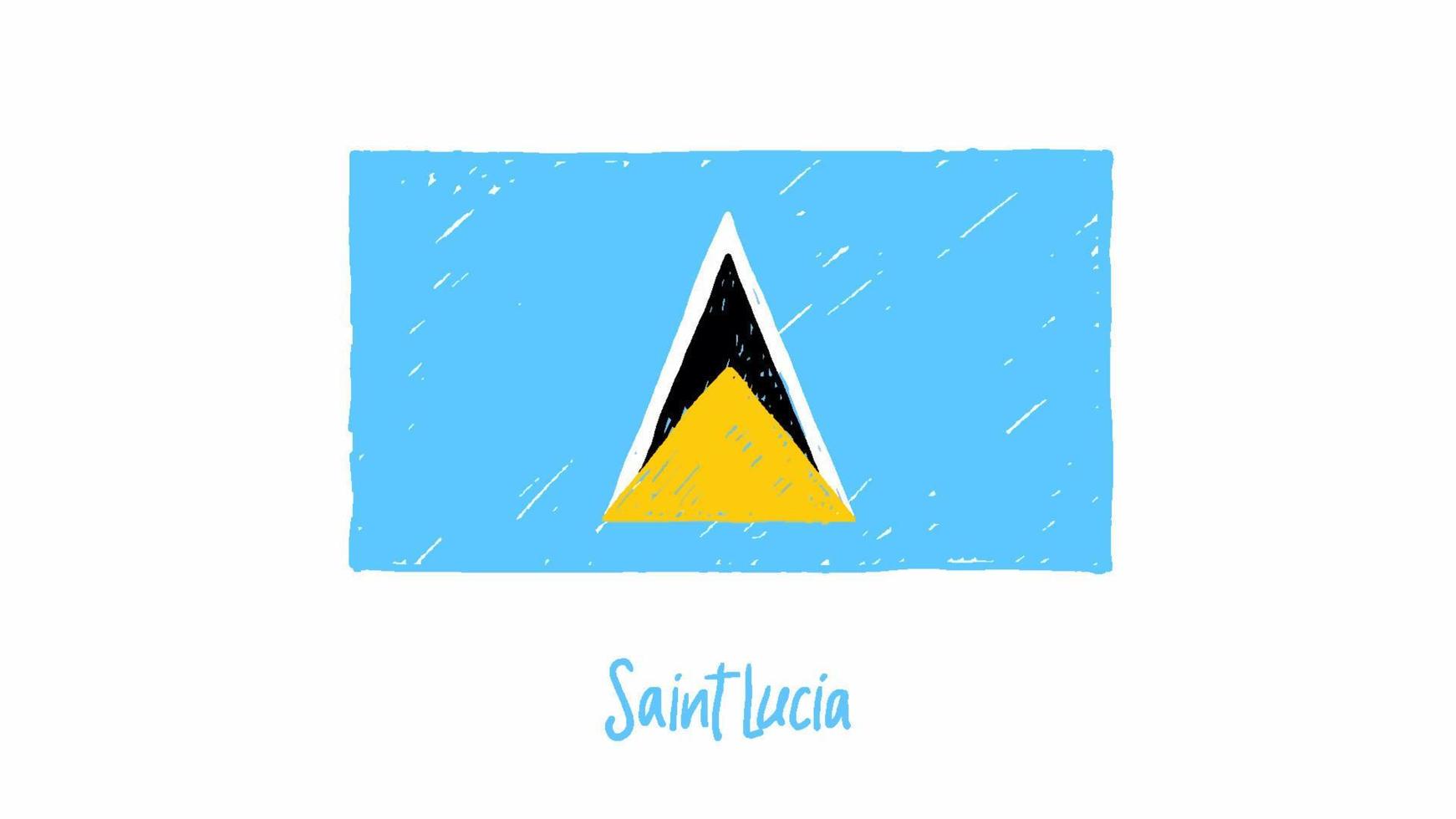 Saint Lucia Flag Marker or Pencil Sketch Illustration Vector