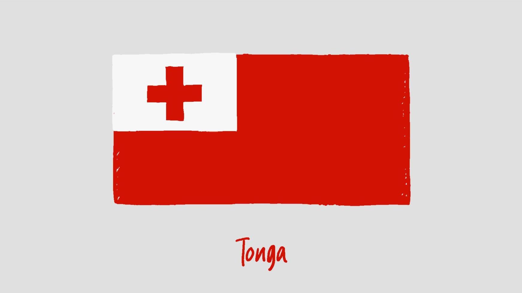 Tonga Flag Marker or Pencil Sketch Illustration Vector