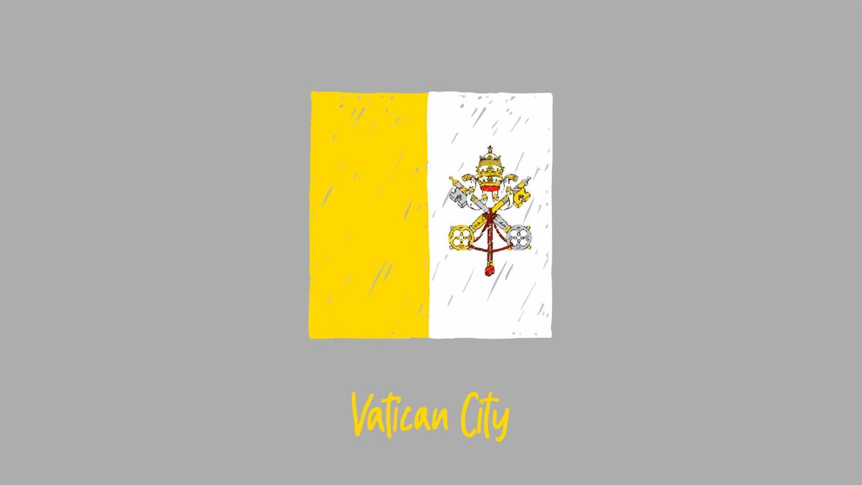 marcador de bandera de la ciudad del vaticano o vector de ilustración de dibujo a lápiz