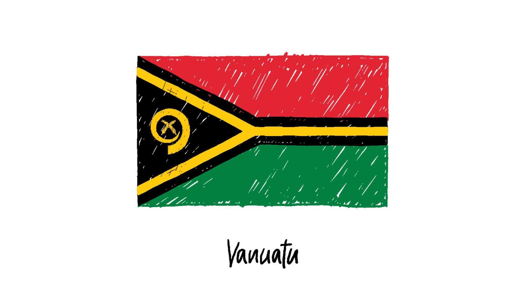 Vanuatu Flag Marker or Pencil Sketch Illustration Vector