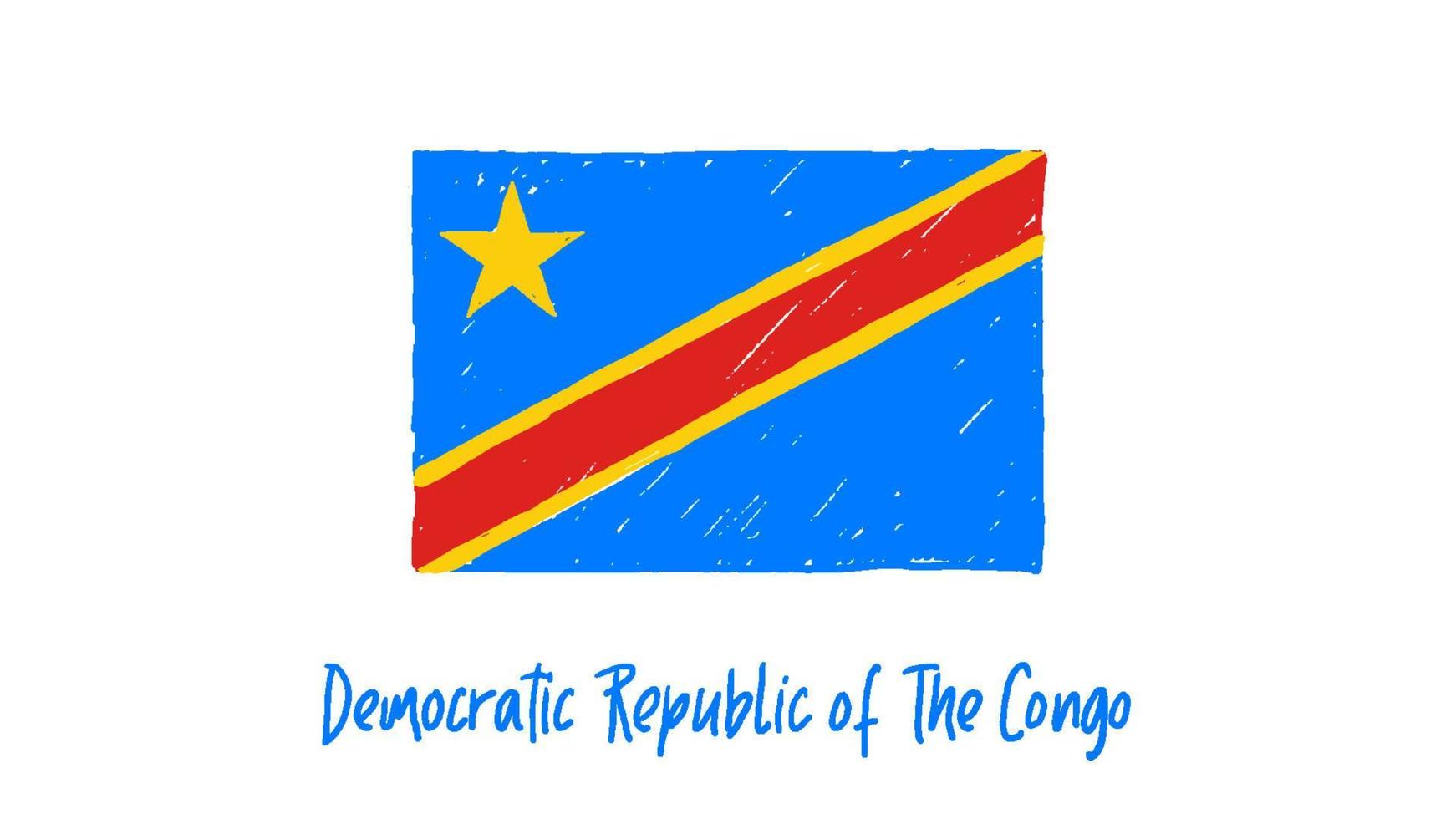 Democratic Republic of The Congo Flag Marker or Pencil Sketch Illustration Vector