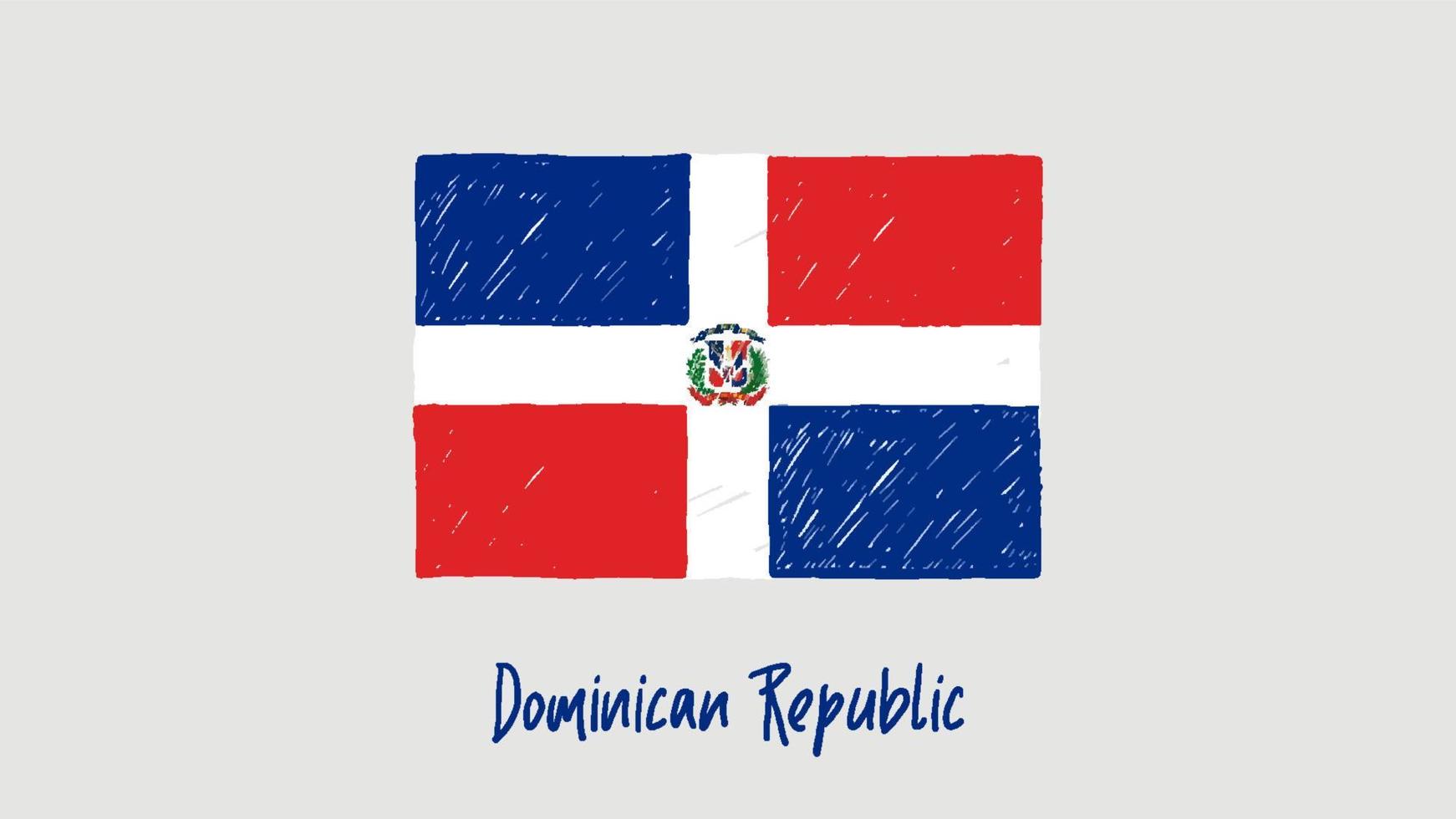 Dominican Republic Flag Marker or Pencil Sketch Illustration Vector