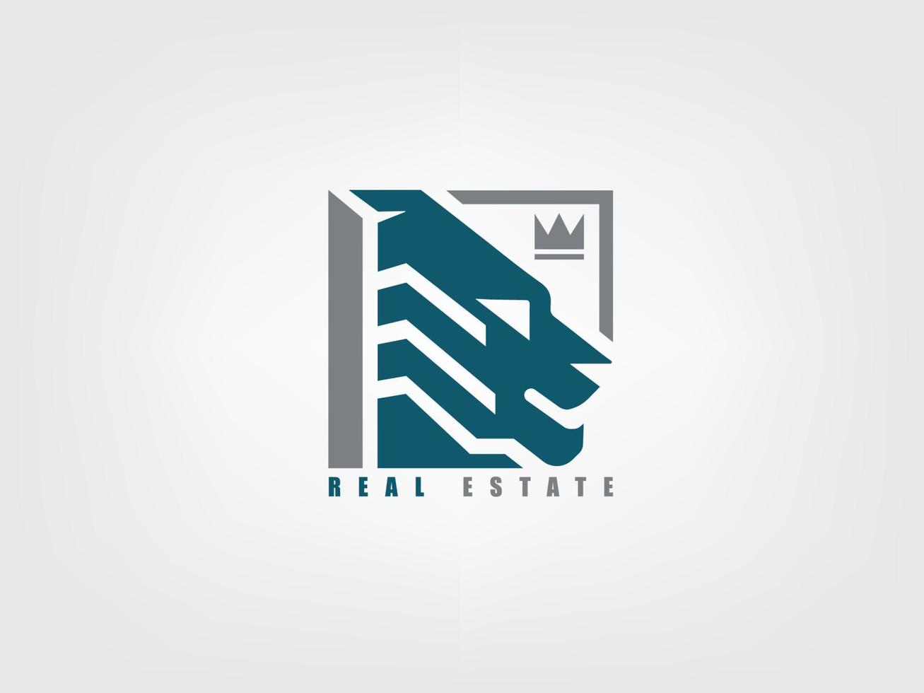 diseño de logotipo inmobiliario, rey león vector