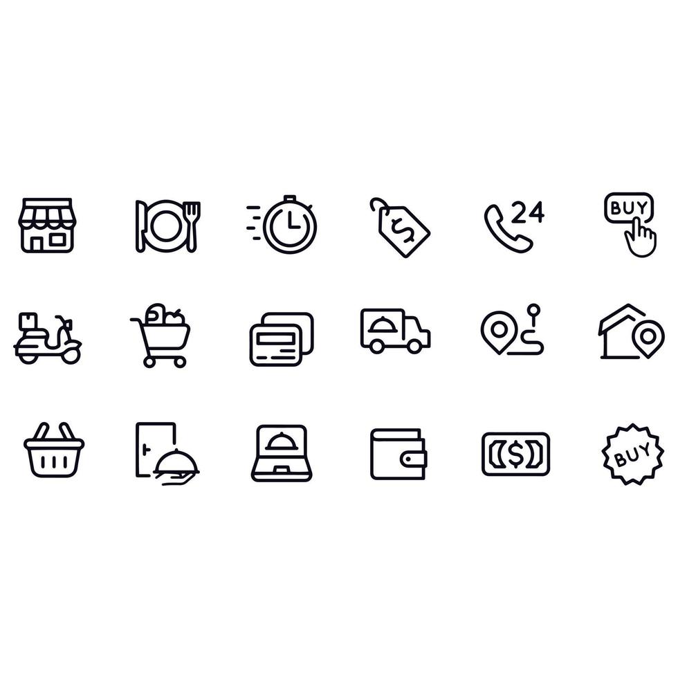 Food Delivery Line Icons vector