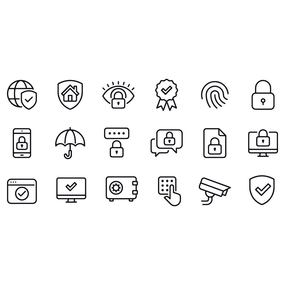 Security line icons vector design