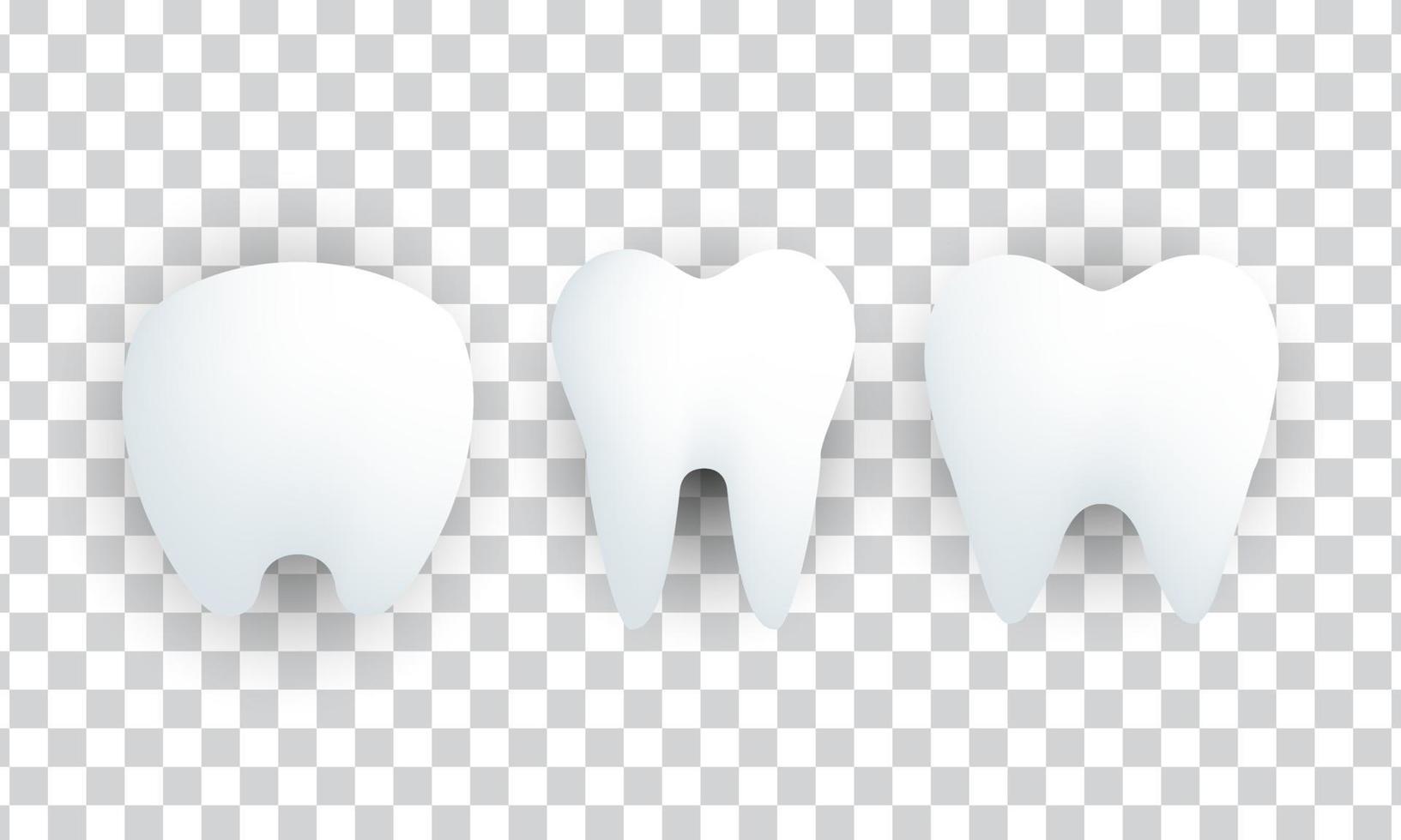 unique set 3d three white dental or tooth icon design isolated on vector