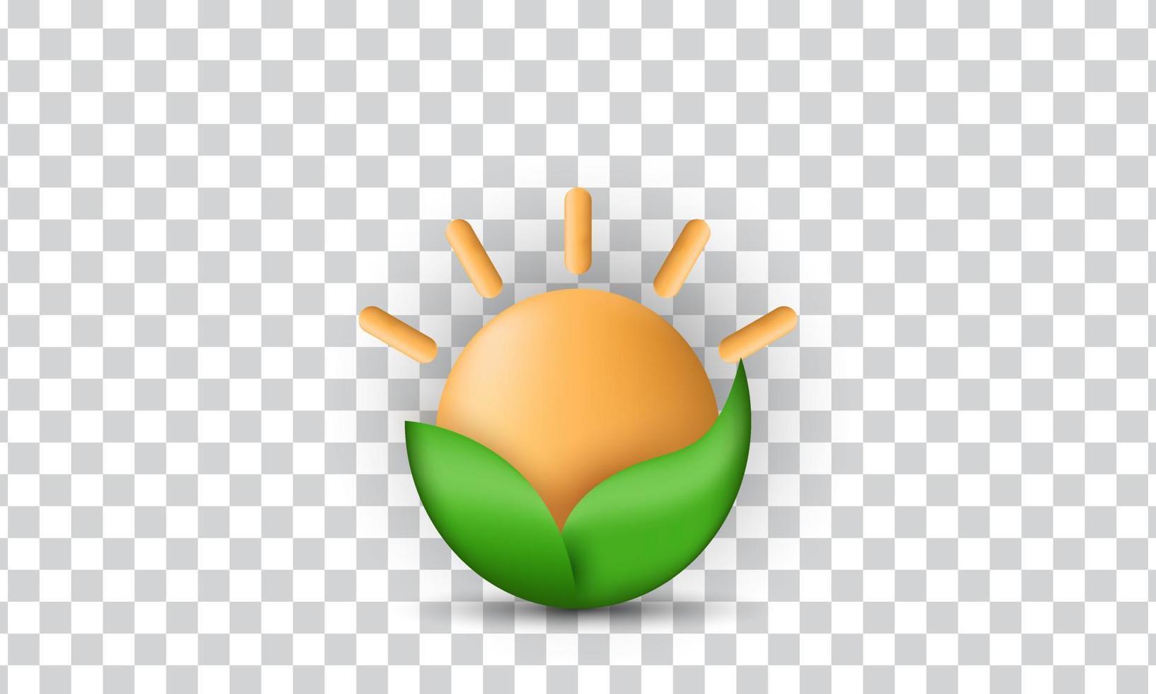 unique 3d sun leaf sign symbol concept design icon isolated on vector