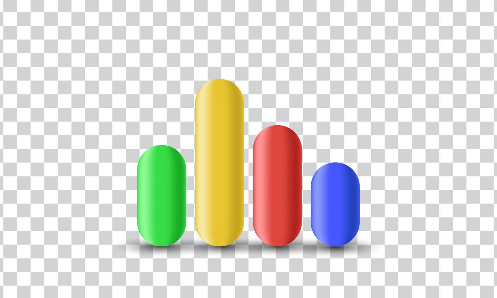 unique 3d simple graph colorful rectangles concept design icon isolated on vector