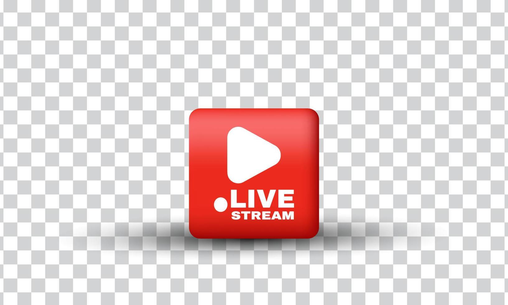 unique creative 3d rectangle live streaming design icon isolated on vector