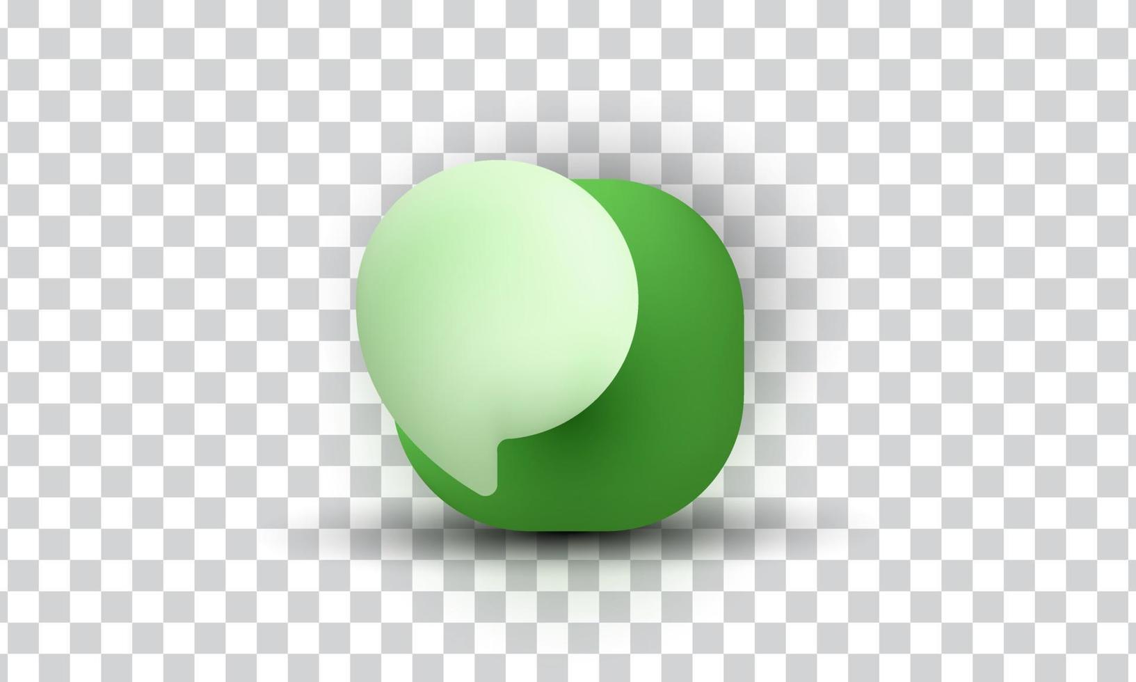unique creative 3d minimal cartoon green bubble icon isolated on vector