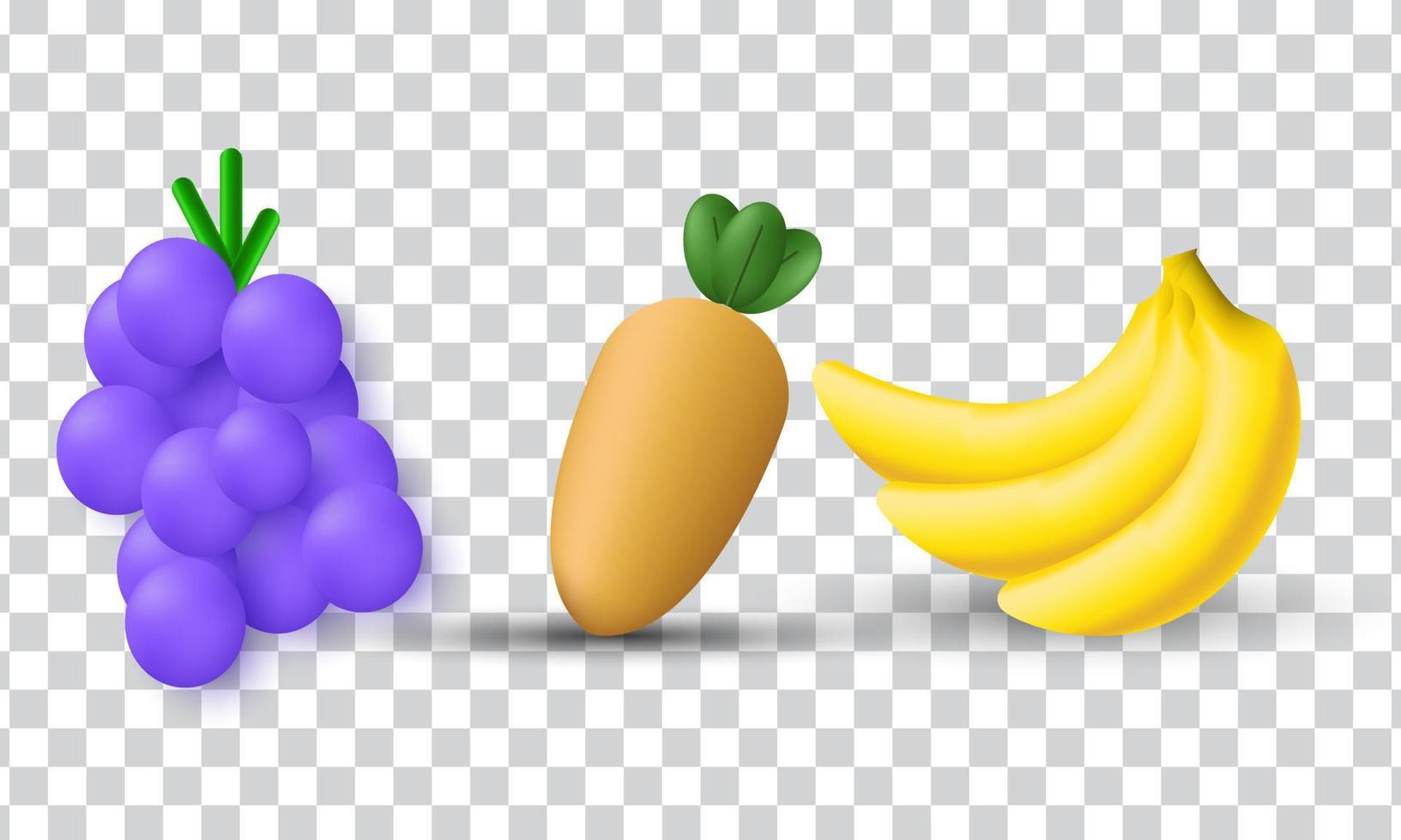 diseño de icono de conjunto fresco de vegetales 3d único aislado en vector