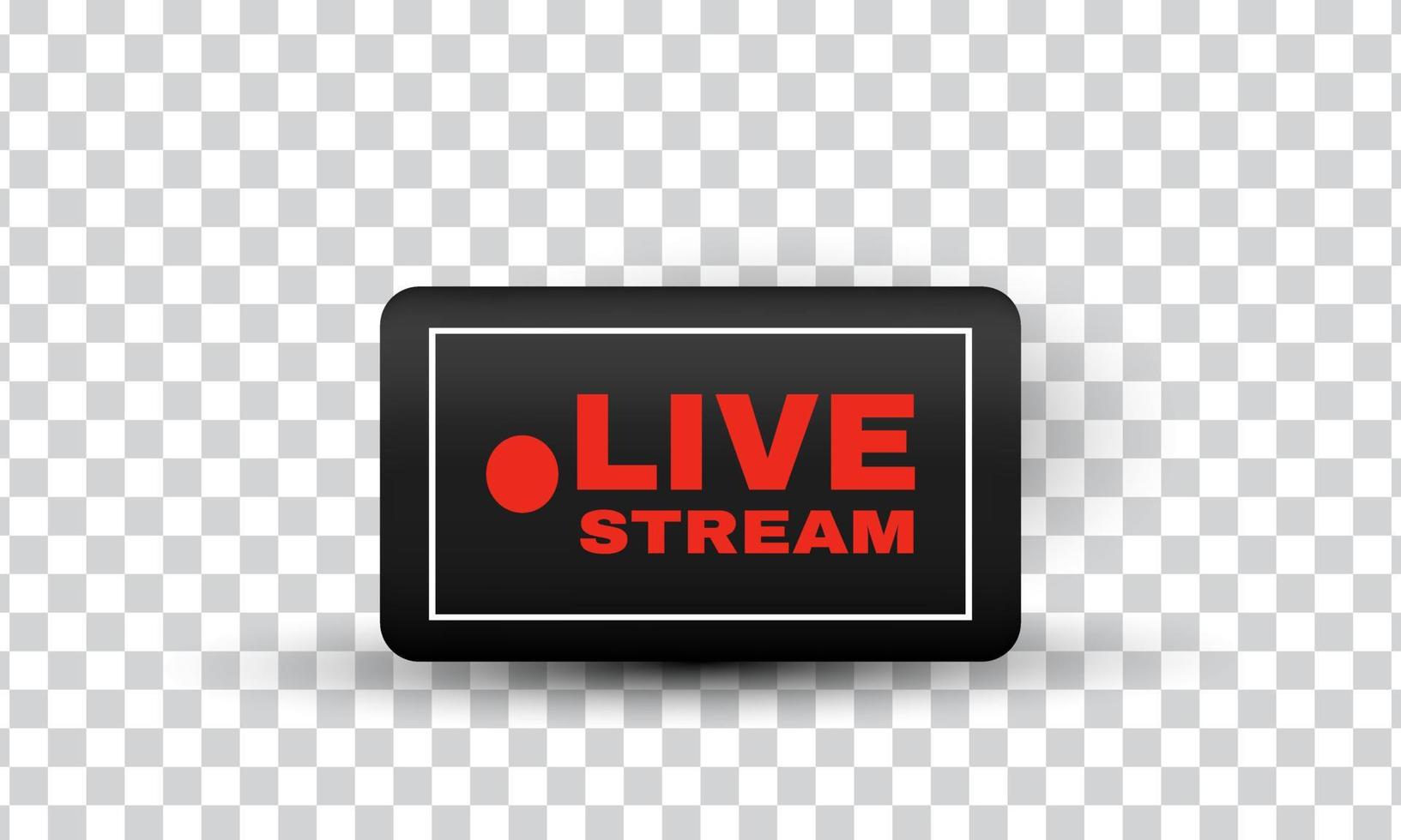 unique creative 3d style black live streaming design icon isolated on vector