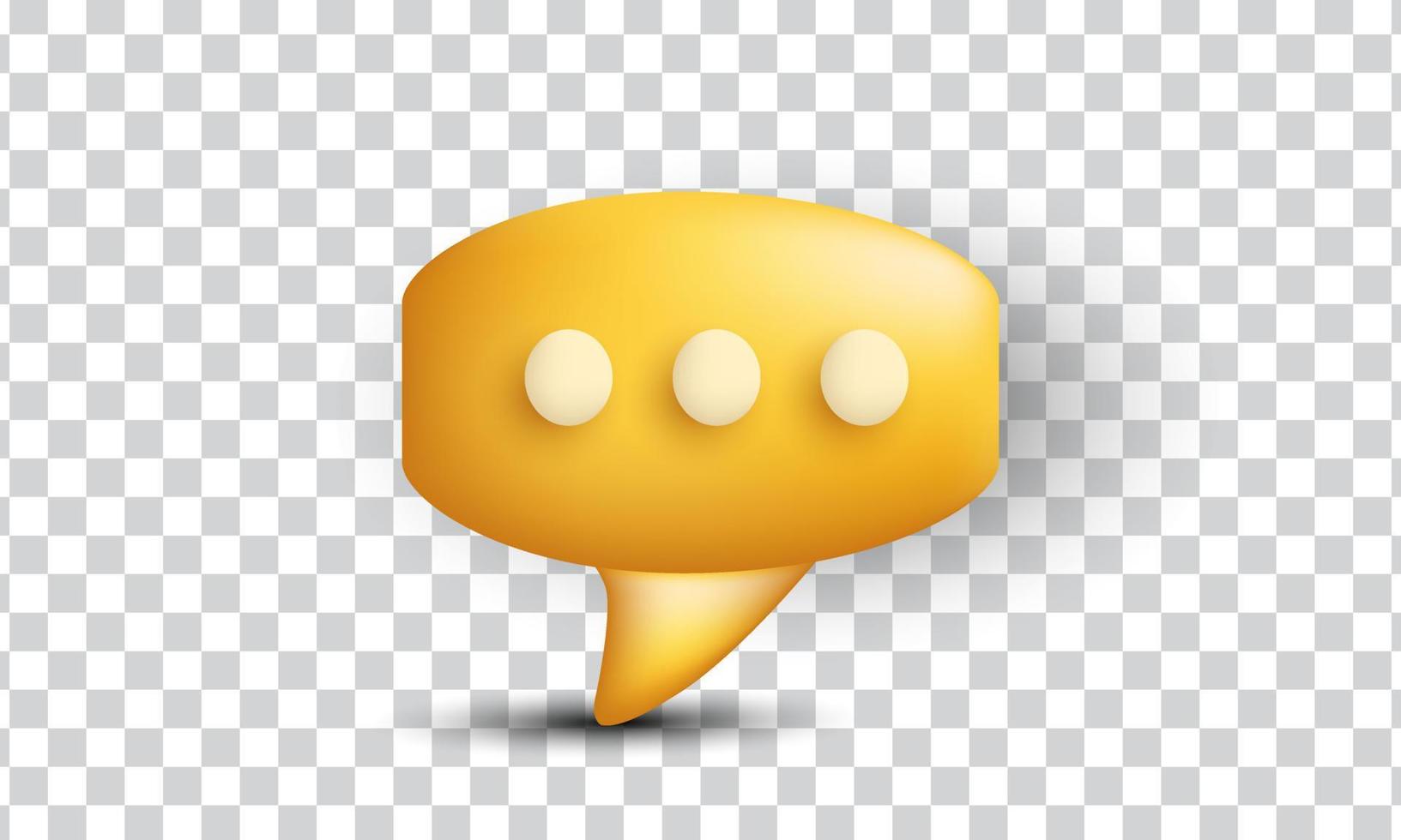 unique creative 3d  yellow speech dialog bubble icon isolated on vector