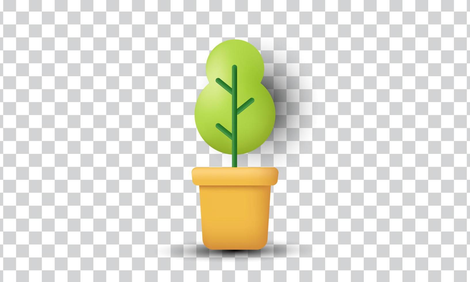 icono de jardinería de maceta de hojas de planta de flor 3d creativo único aislado en vector