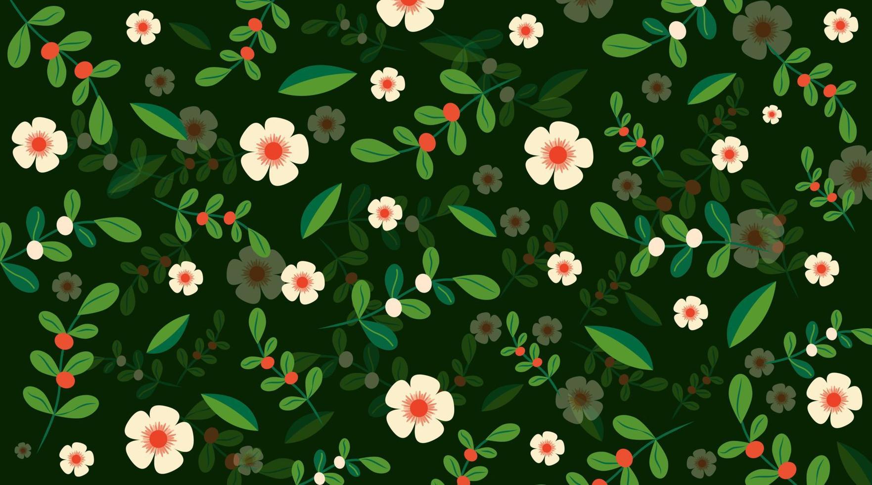 Creative floral patterns green natural background free vector illustration pattern