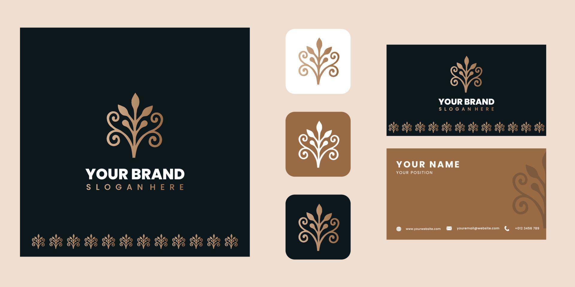 Luxury logo branding kit for spa and wellness businesses free vector template