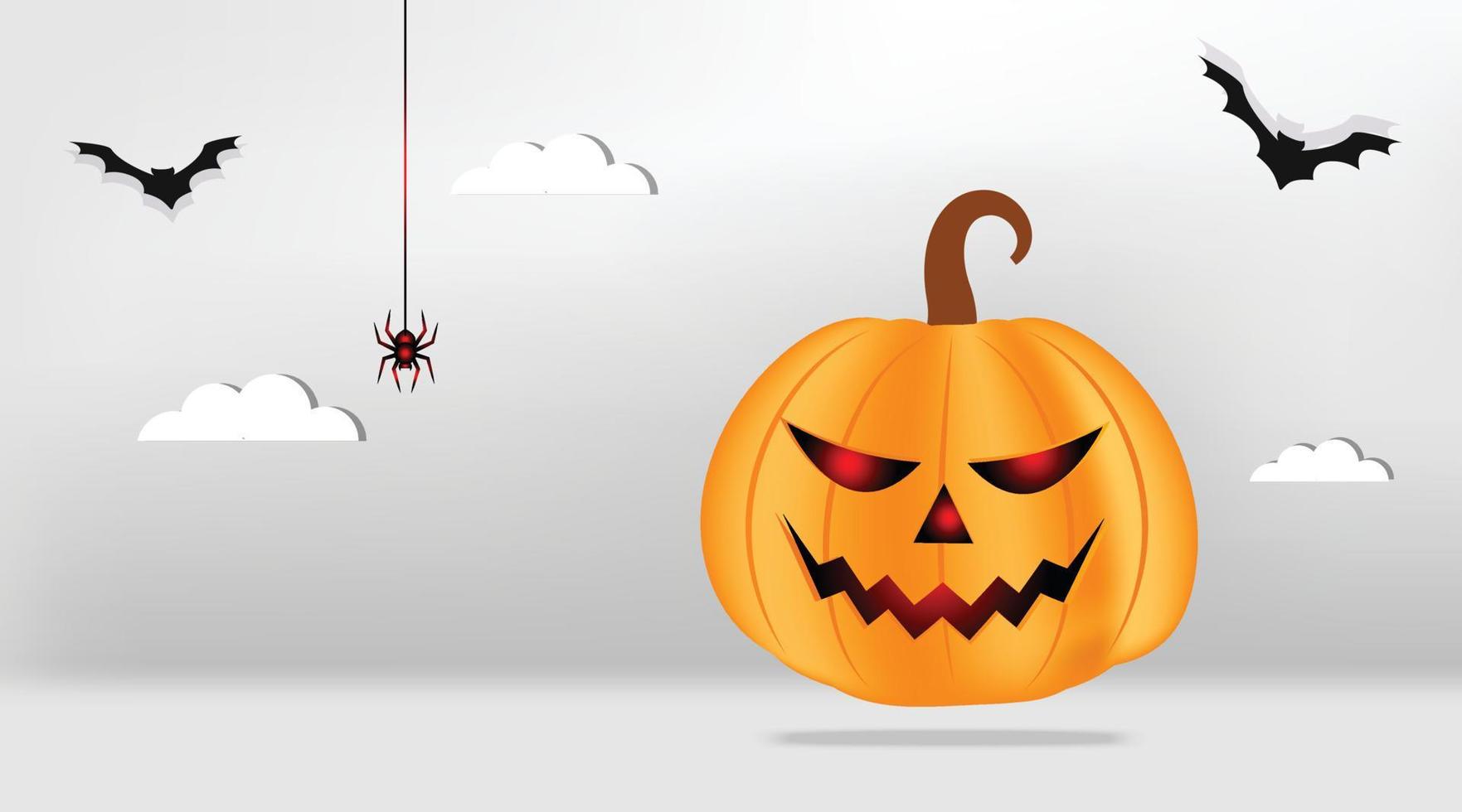 Jack o linterna mínimo 3d para la bandera y el fondo decorativos de vacaciones de halloween. vector de miedo gratis.