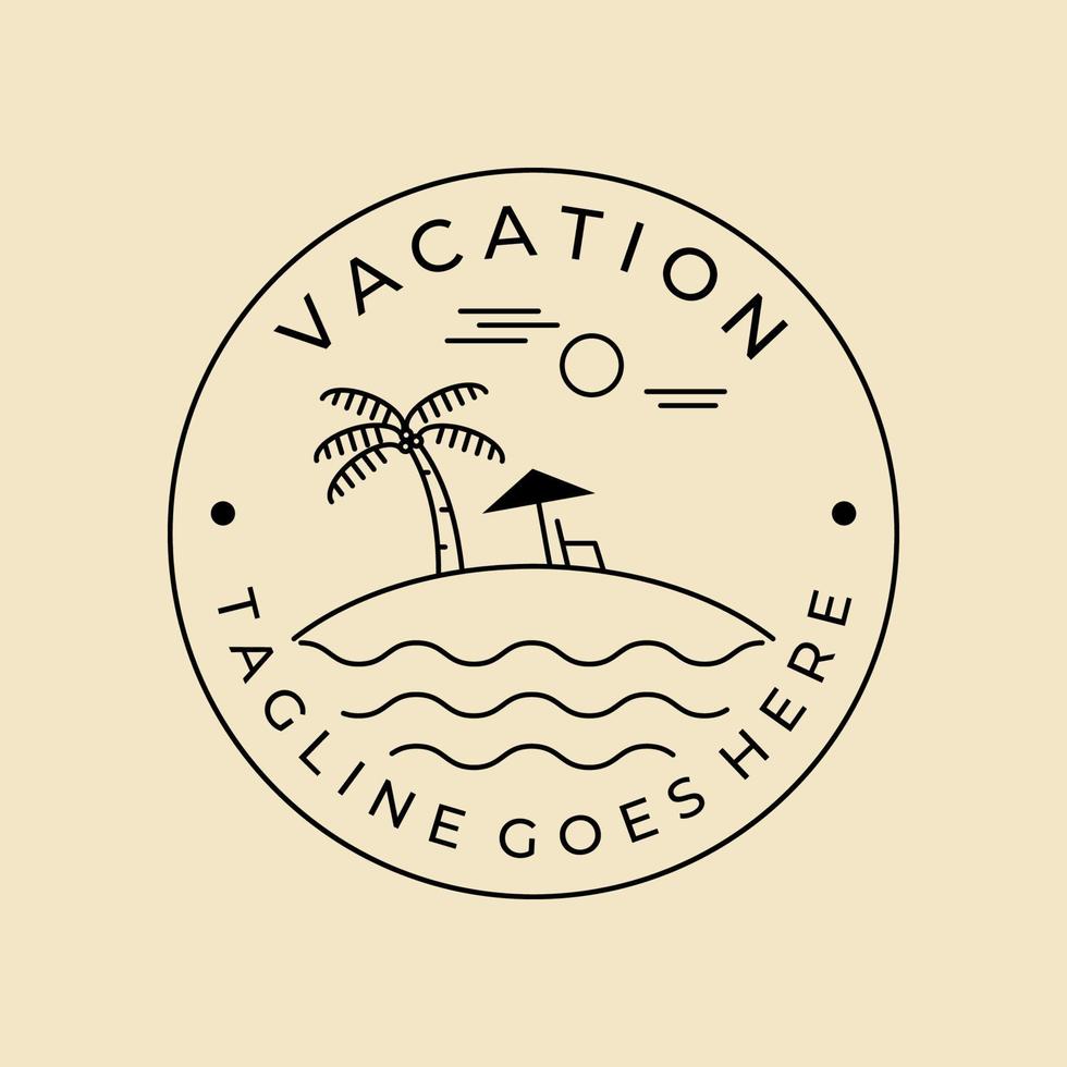 vacation   line art badge  logo vector minimalist design