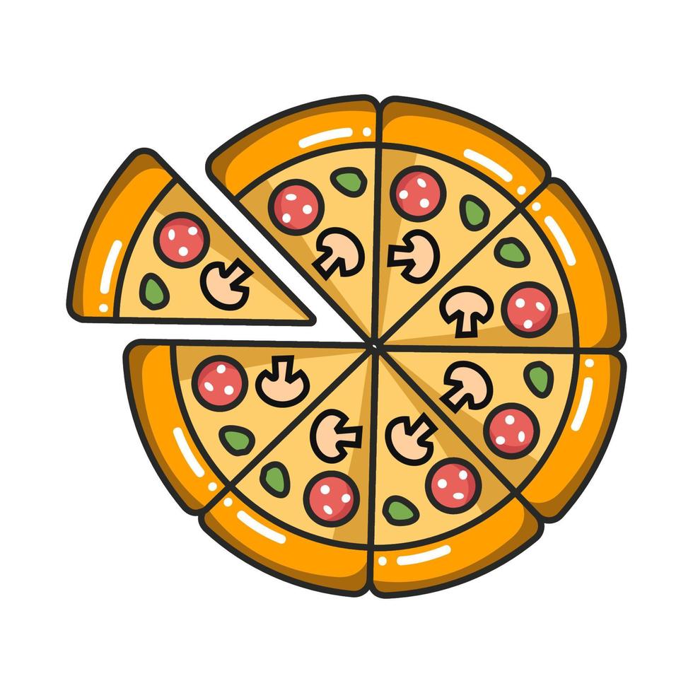 vector colorido icono de pizza. aislado sobre fondo blanco.