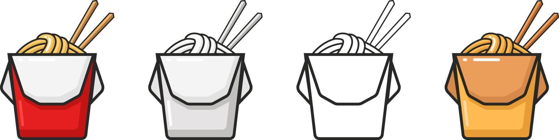 icono colorido vectorial de cuatro cajas de wok. aislado sobre fondo blanco. vector