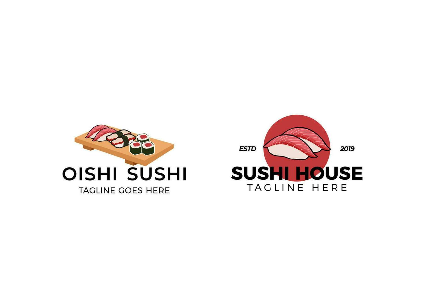 Sushi Restaurant Logo Design Template. vector